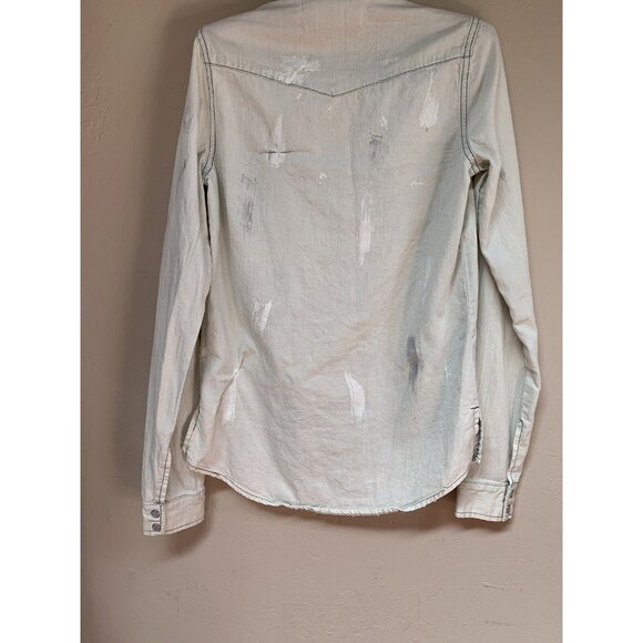 The Au Vintage Womens Long Sleeve Snap Western Shirt Medium Distressed Look USA - Picture 2 of 10